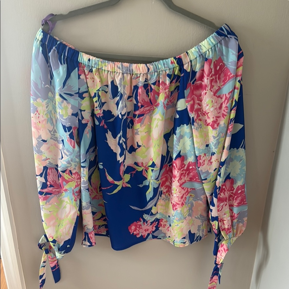 Yumi Kim Floral Off-Shoulder Blouse - Blue/Pink